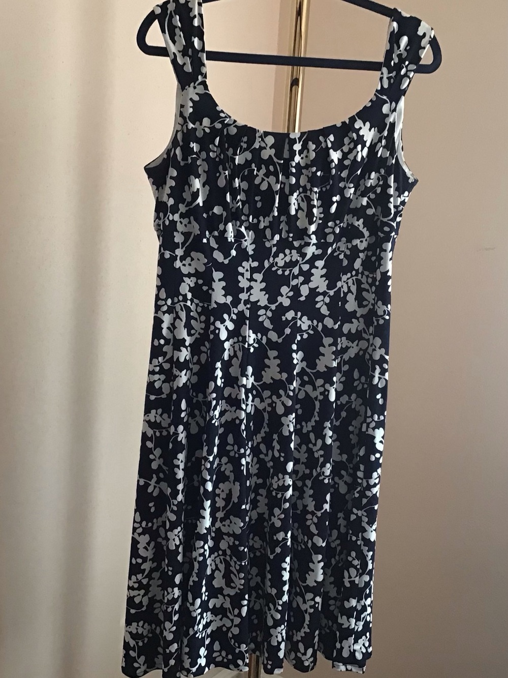 London Style Navy and White Floral Midi Dress